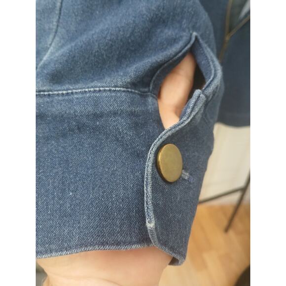 Bon Worth Blue Denim Blouson Style Jacket Stretch Relaxed Fit Zipper Front sz L - Picture 7 of 11